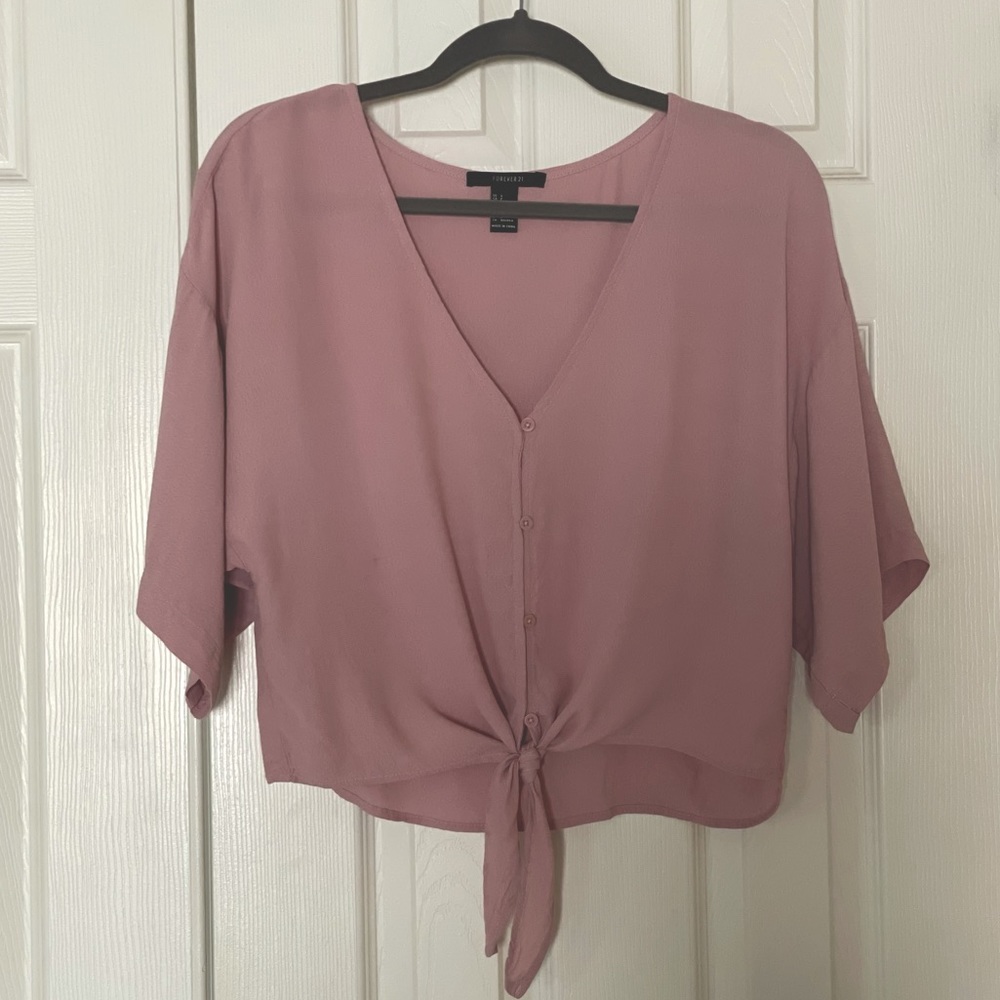 Forever 21 Pink Tie-Front Dolman Top - Size Small